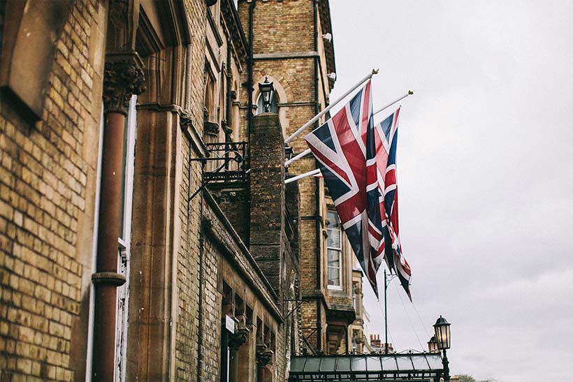 British flags on wall